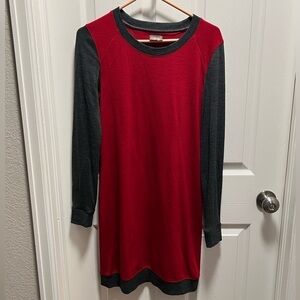 Icebreaker‎ | Merino Wool Color Block Dress Red Gray Sz S